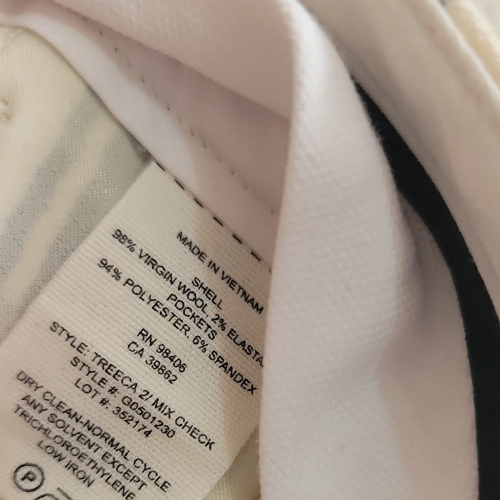 Theory Wool Cream and Black Checkered Women's Pants - Picture 5 of 5